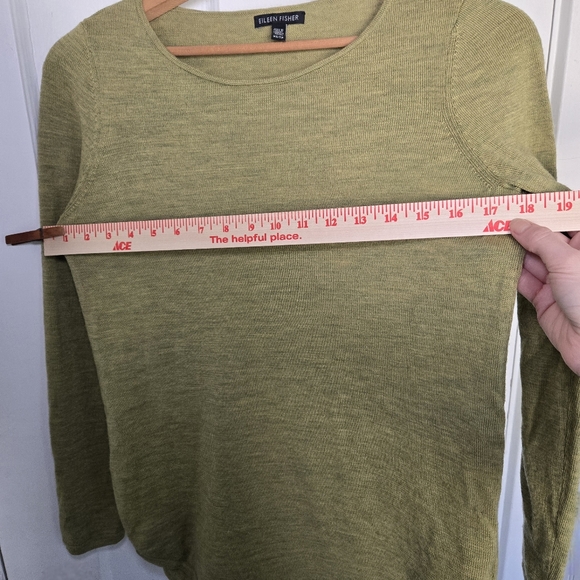 Eileen Fisher Women's Merino Wool Sweater Size XL Green Minimalist 3/4 Sleeve - Picture 10 of 10